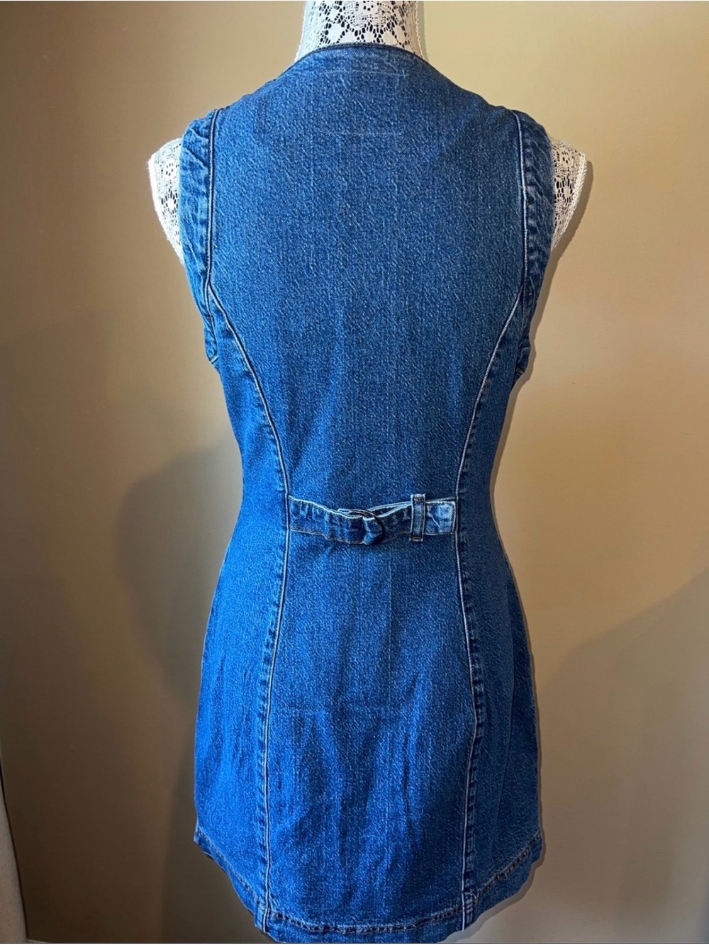 7 For All Mankind Sleeveless Denim Mini Dress - Blue Sz 6 and 8 Available. - Picture 4 of 8